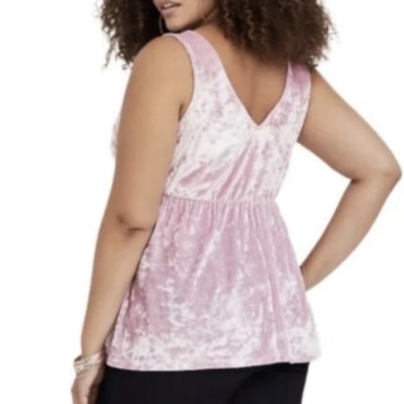 Torrid Holiday Babydoll Crushed Velvet Tank Top Plus Size 2 Pink - Picture 2 of 8
